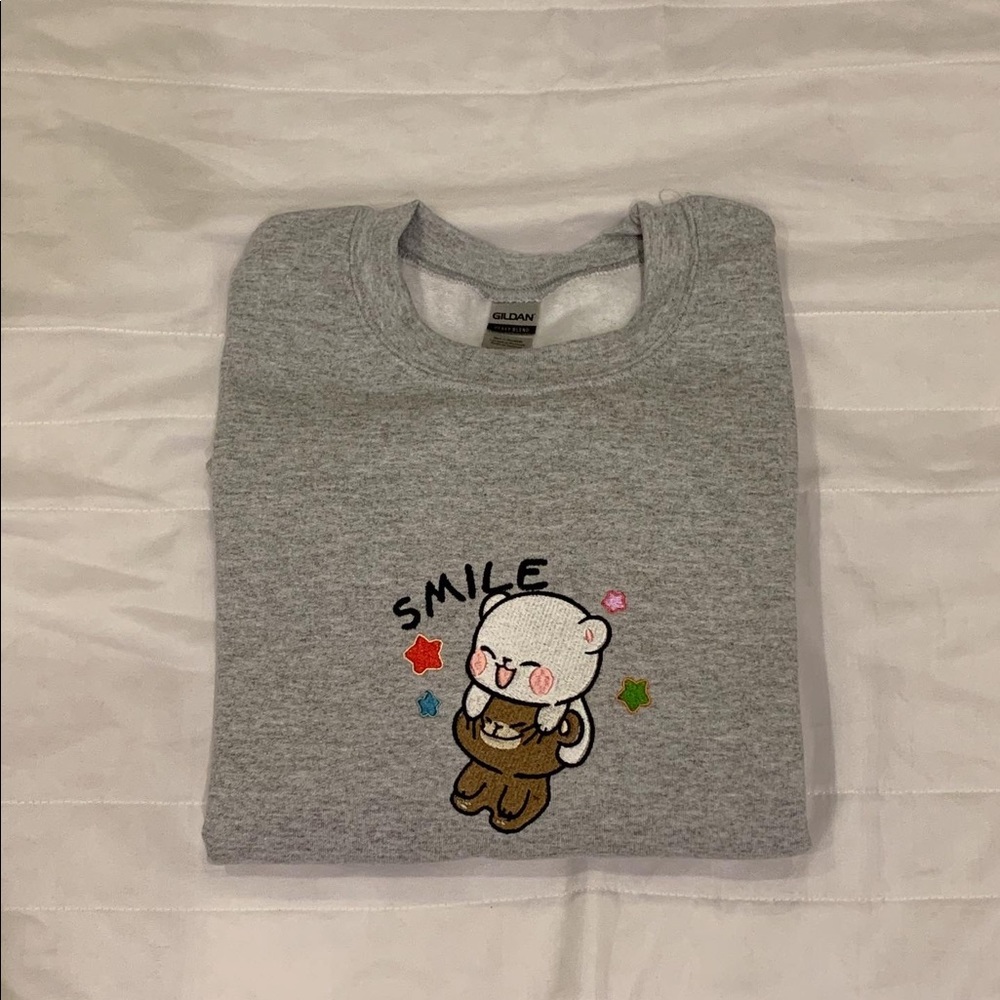 smile bears embroidery sweatshirt